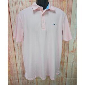 Vineyard Vines Mens Pink Polo Shirt Medium Polyester Blend Pique